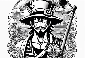One Piece Shirohige and StrawHats flag tattoo idea
