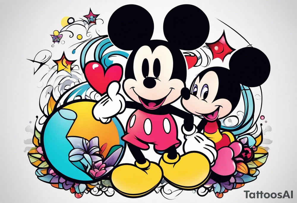 mickey and kuromi tattoo idea