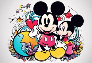 mickey and kuromi tattoo idea