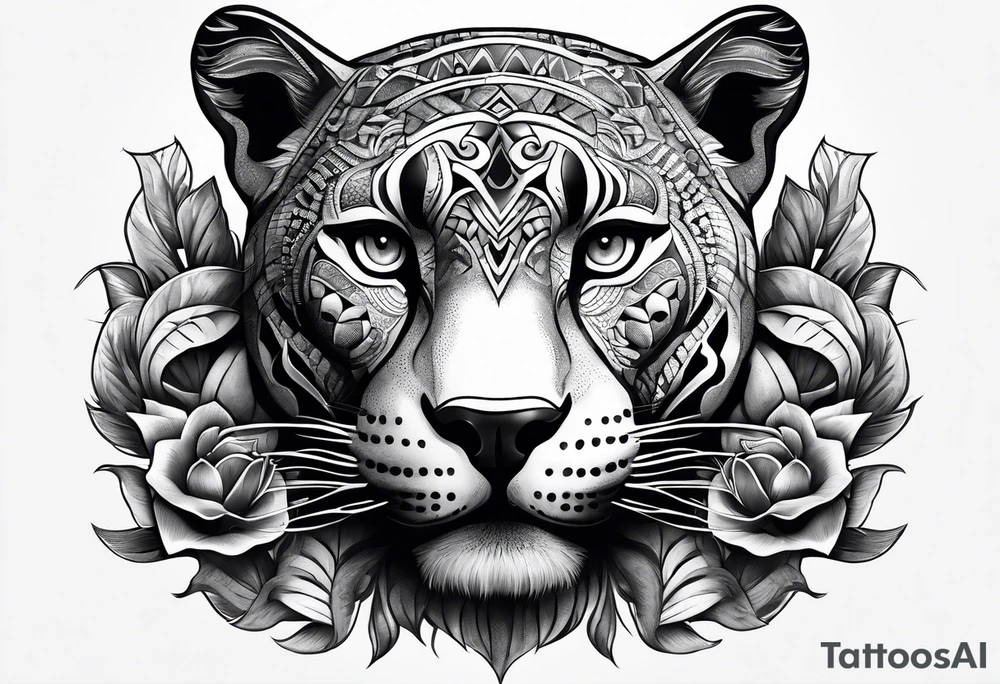 aztec black jaguar with snake tattoo idea