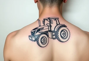 feminine tractor fine line tattoo idea