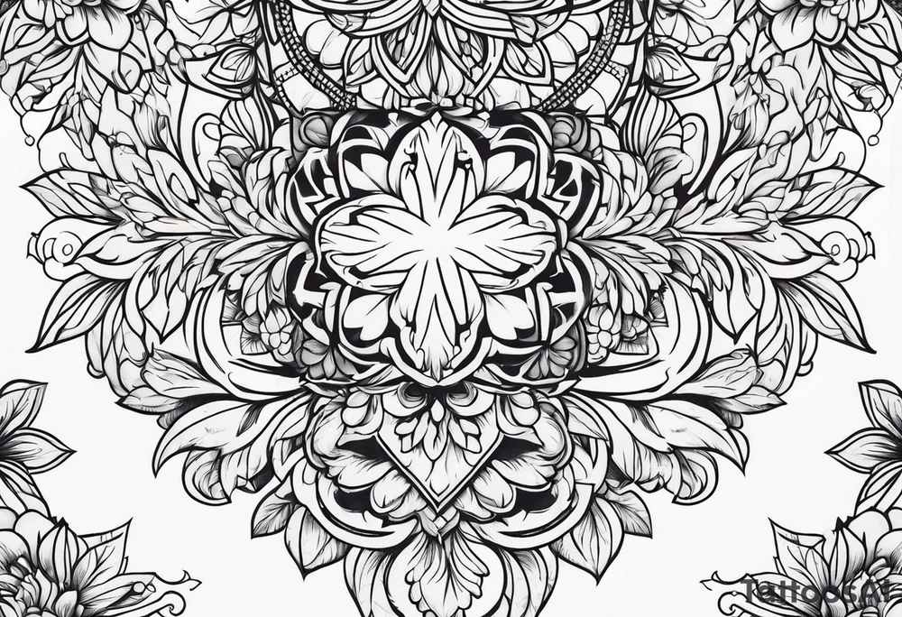ornaments of flowers tattoo idea