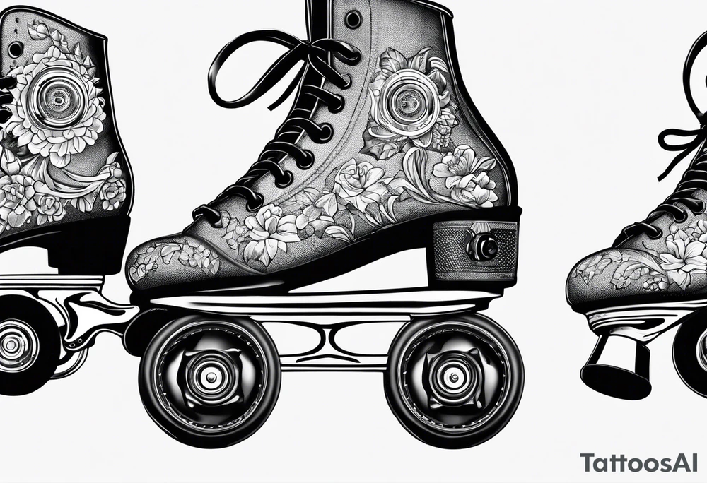 Roller skates with a speaker behind tattoo idea