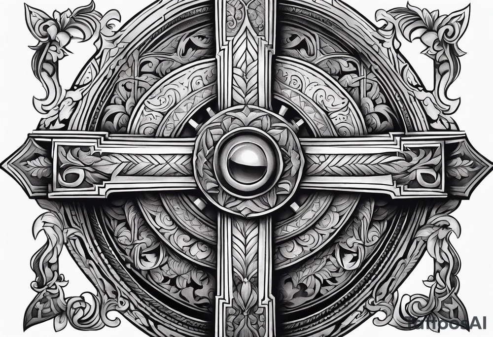 Western tattoo with a cross in the middle tattoo idea