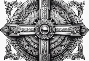 Western tattoo with a cross in the middle tattoo idea