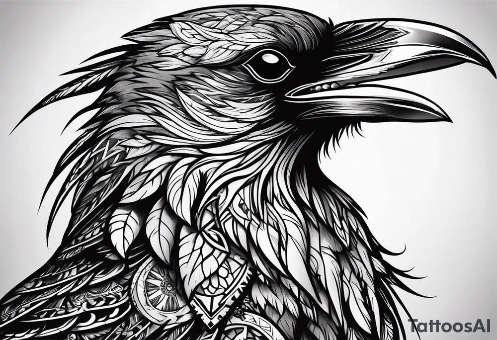 Raven wolf tattoo idea