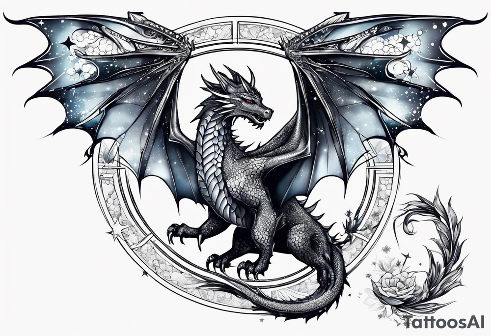Constellation, wing , snow , cross , dragon japan kawaii tattoo idea