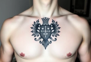 magnificent irish family crest for a full chest tattoo on a man tattoo idea