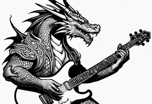 Dragon playing guitar tattoo idea