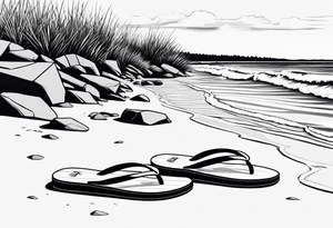 Keep it simple. A pair of Timberlakes next to a pair of flip flops on the Beach. tattoo idea