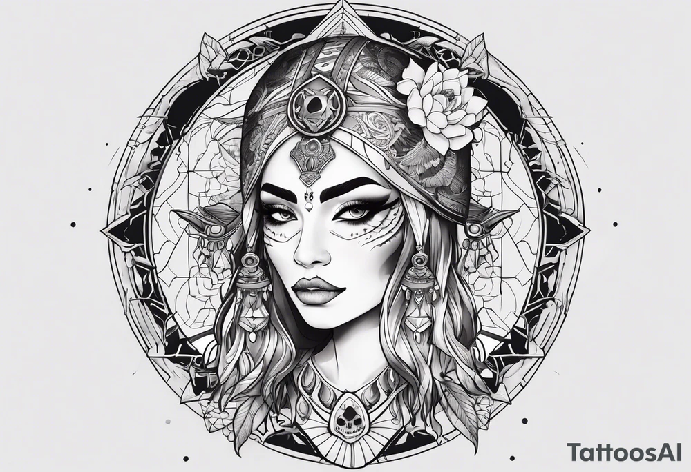 kali ma, alien goddess, valkrye, pirate, divine feminine, zenza resonance, pachamama, lotus azul, blank panther, eagle, skull, 5D, nueva gaya, dna 12 tattoo idea
