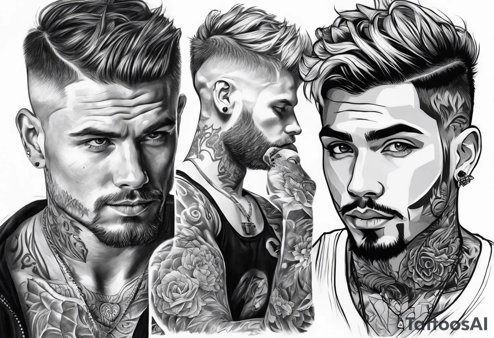 Tattoo artist very short hair man tattoo idea