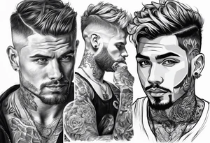 Tattoo artist very short hair man tattoo idea