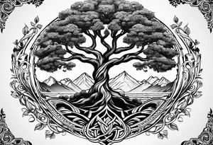 yggdrasil s ptákem tattoo idea
