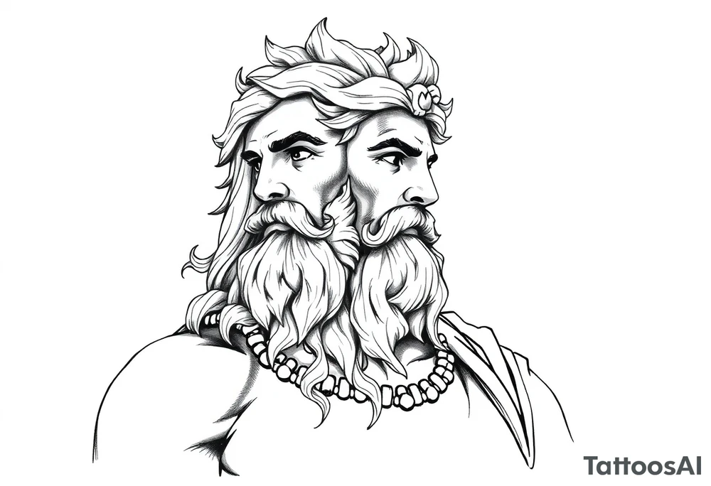 GREEK GOD LOOKING OVER HIS EMPIRE tattoo idea