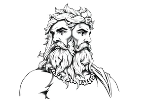 GREEK GOD LOOKING OVER HIS EMPIRE tattoo idea