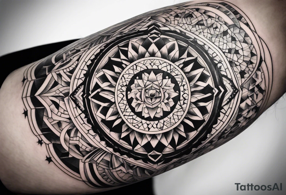 A geometric half sleeve tattoo idea