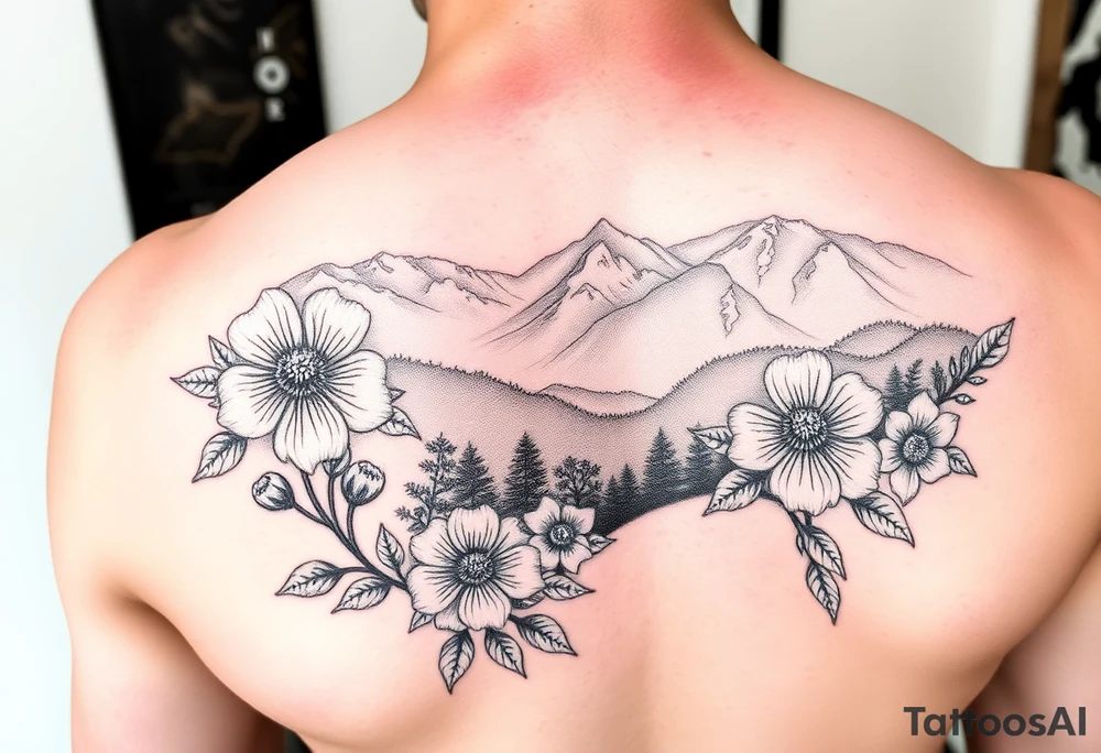 Flowers in the great smoky mountains view tattoo idea