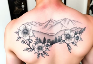 Flowers in the great smoky mountains view tattoo idea