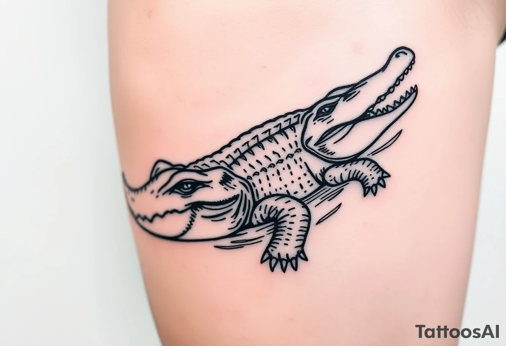 crocodile swimming in water tattoo idea