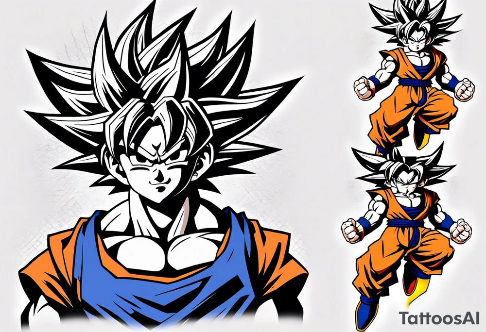 son goku neben crelyn sitzend tattoo idea
