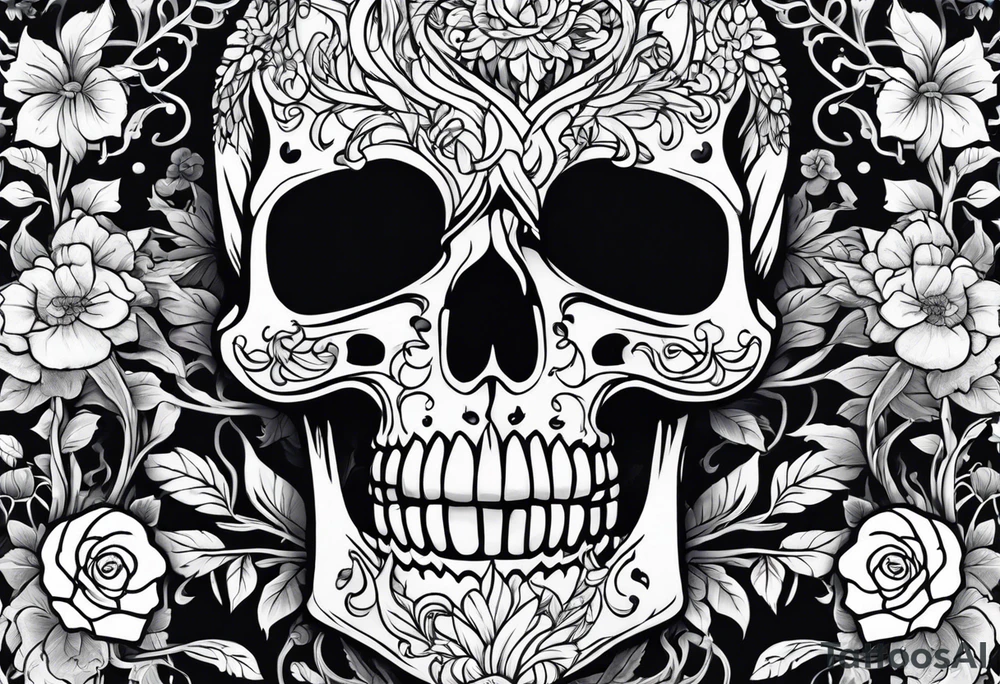 Full Skeleton wrapped in vines tattoo idea
