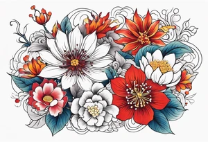 Summer flowers and symbols for a Quarter sleeve tattoo tattoo idea