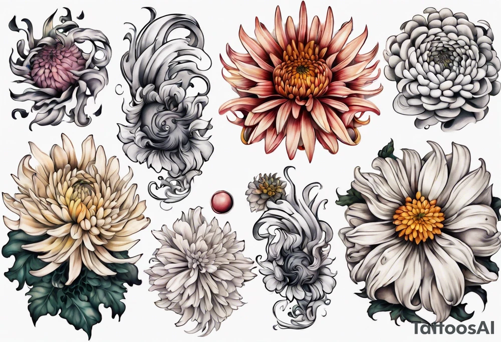 chrysanthemum Sleeve tattoo idea