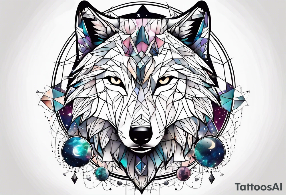 Constellation, two animal wolf, géométric tattoo idea