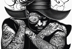 shadow man sitting tattoo idea
