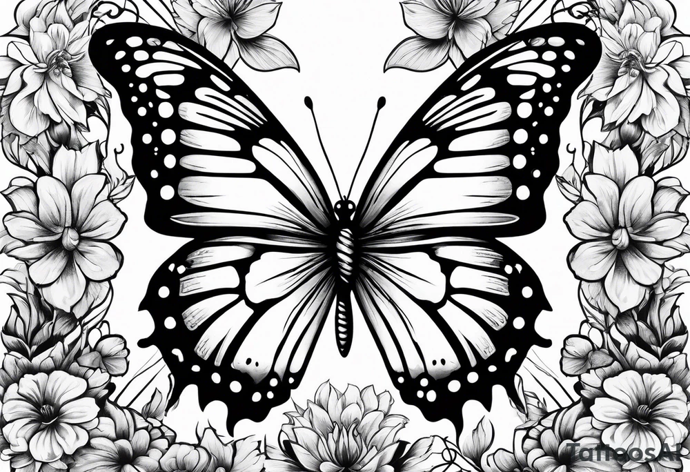 wing, flower, butterfly , tattoo idea