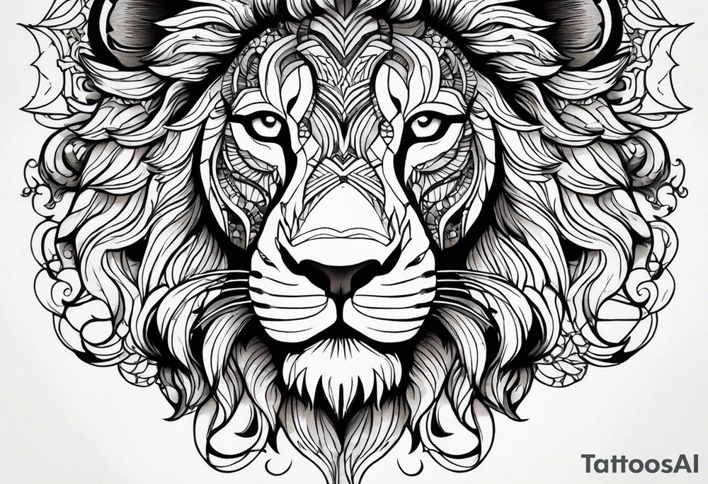 powerful majestic lion, close-up tattoo idea