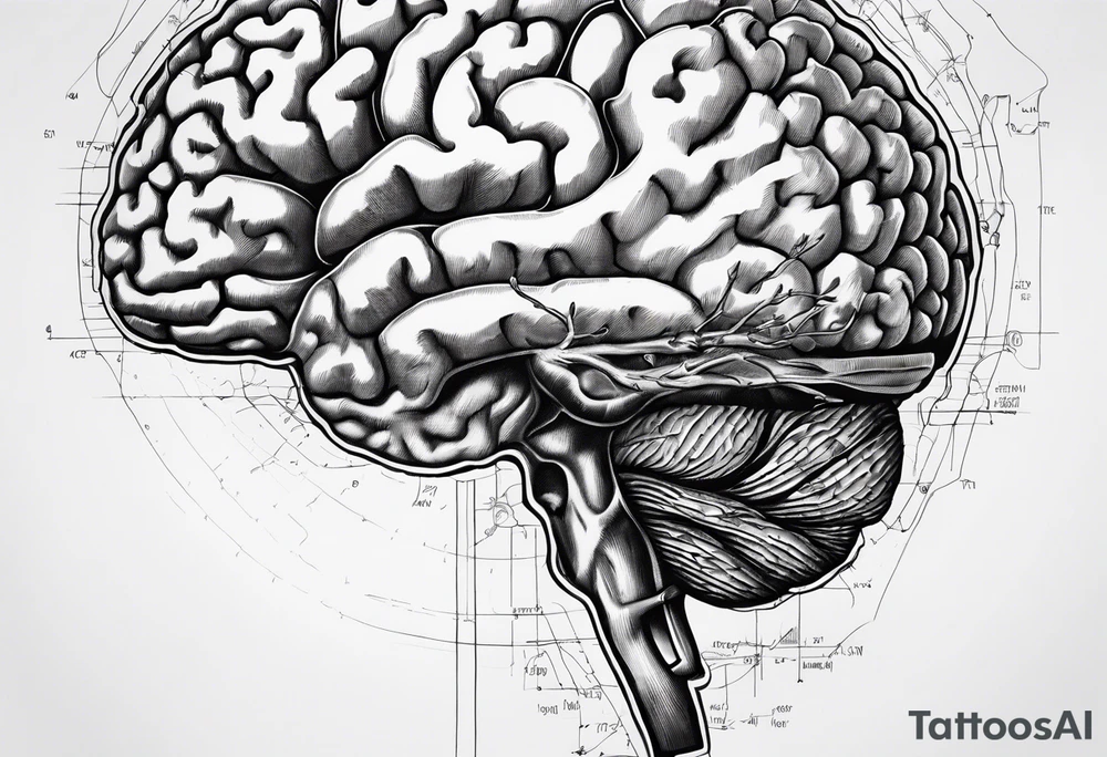 Anatomical brain in media sagittal section tattoo idea