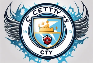 lightning ocean Manchester City football club logo or crest with creative background tattoo idea