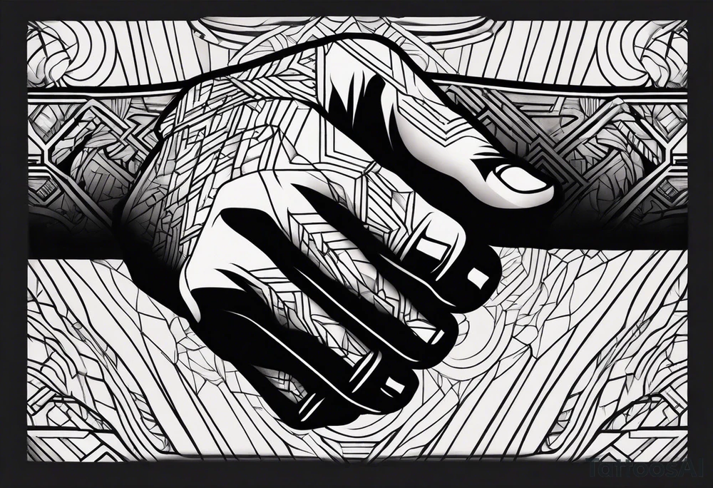A clenched fist on the back using negative space techniques tattoo idea A clenched fist on the back using negative space techniques tattoo idea