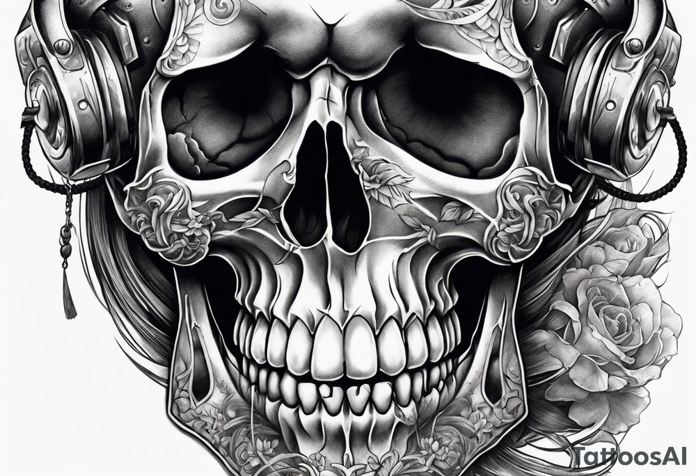 Unique tattoo design featuring a skull emerging from the skin with strap on the mouth that appears to be releasing or breaking free from its constraints. tattoo idea