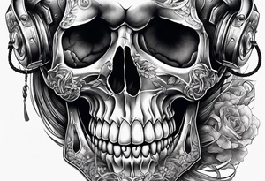 Unique tattoo design featuring a skull emerging from the skin with strap on the mouth that appears to be releasing or breaking free from its constraints. tattoo idea