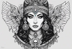 kali ma, alien goddess, valkrye, aries, pirate, divine feminine, zenza resonance, pachamama, lotus azul, blank panther, eagle, skull, 5D, nueva gaya, dna 12 tattoo idea