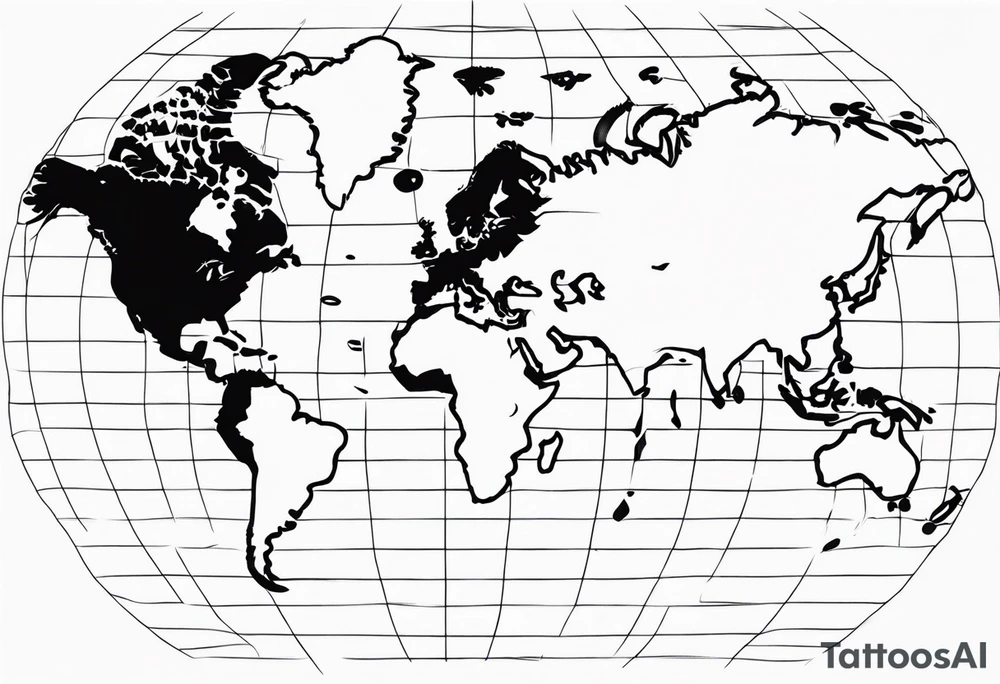 globe map blowing up in one corner tattoo idea