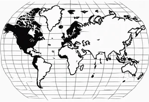 globe map blowing up in one corner tattoo idea