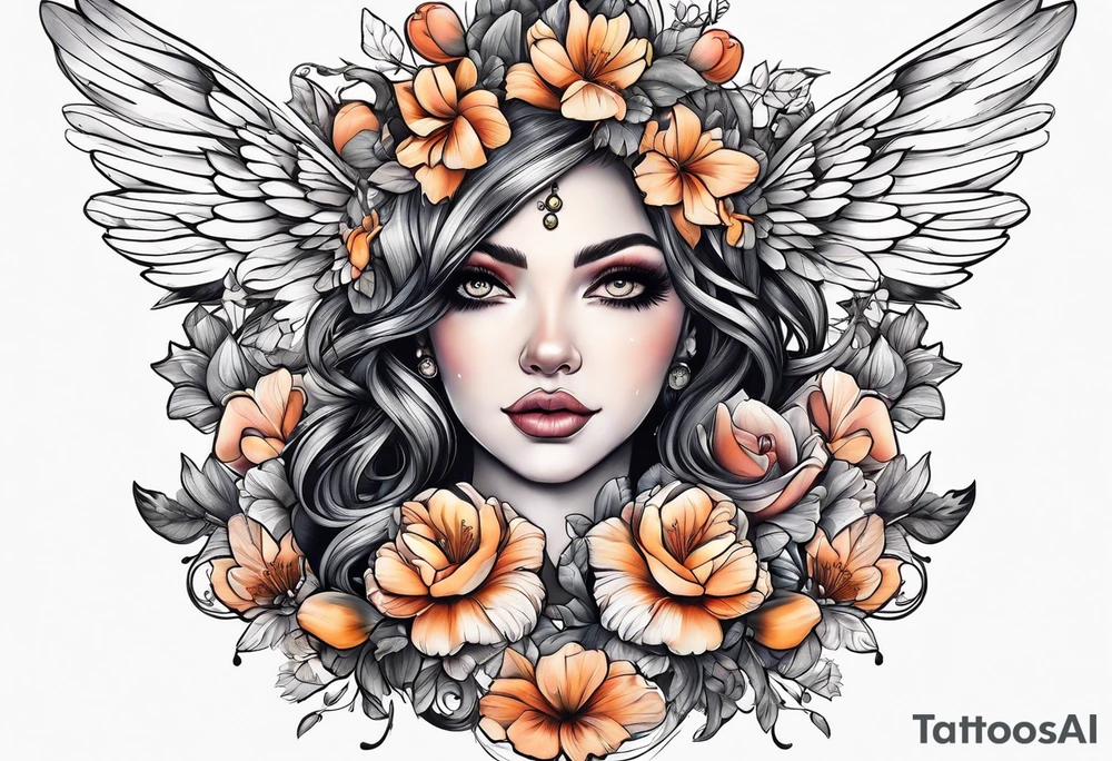 Fairy, bird and pennies tattoo idea