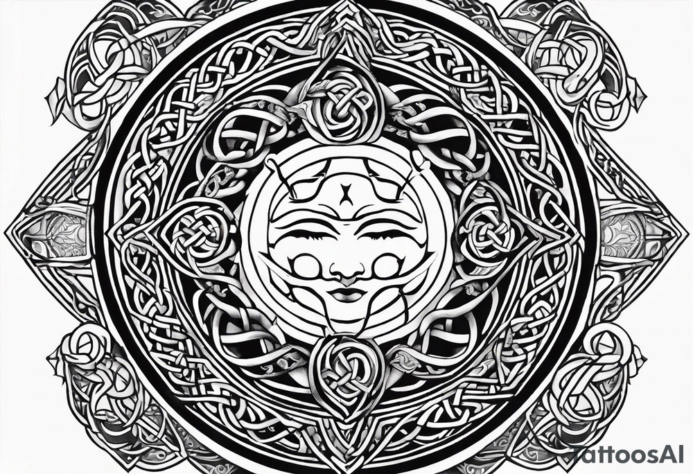 A Celtic styled sun with a snake tattoo idea