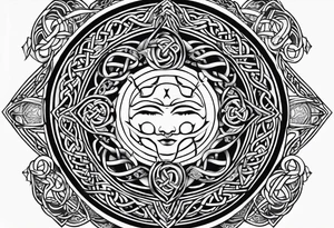 A Celtic styled sun with a snake tattoo idea