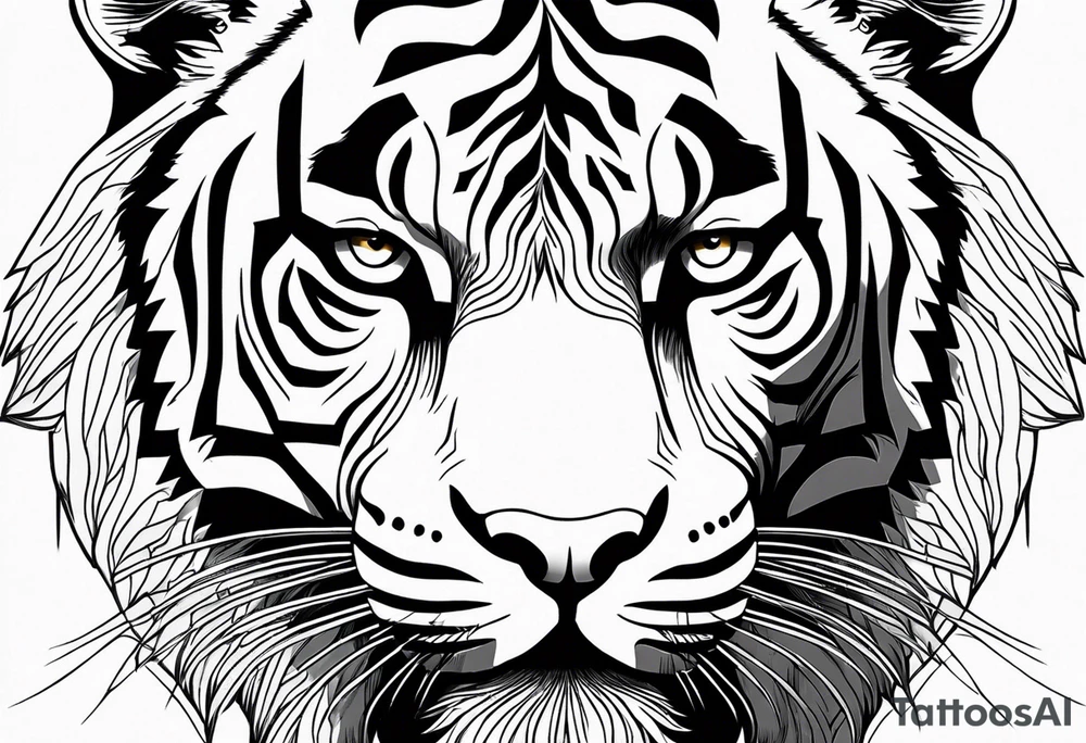 Full bengal tiger with white eyes to be tattooed on the obliques of the torso tattoo idea