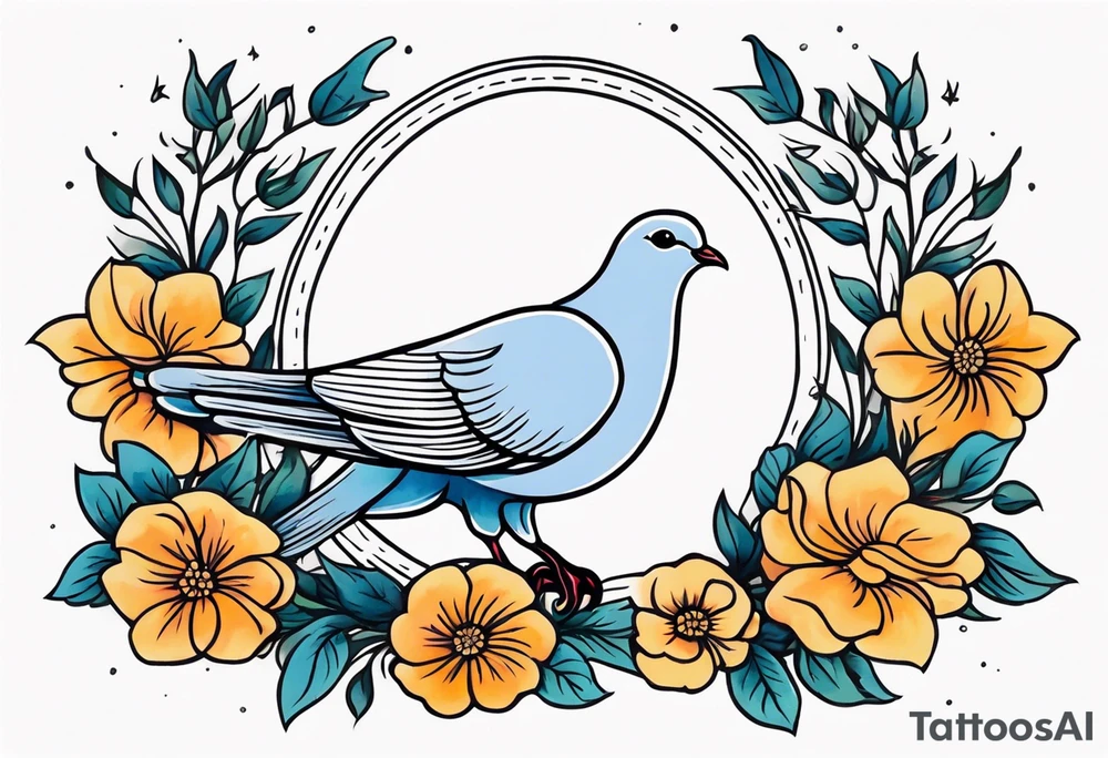 dove

vintage tattoo style old school traditional bold color simple with flowers surrounded tattoo idea