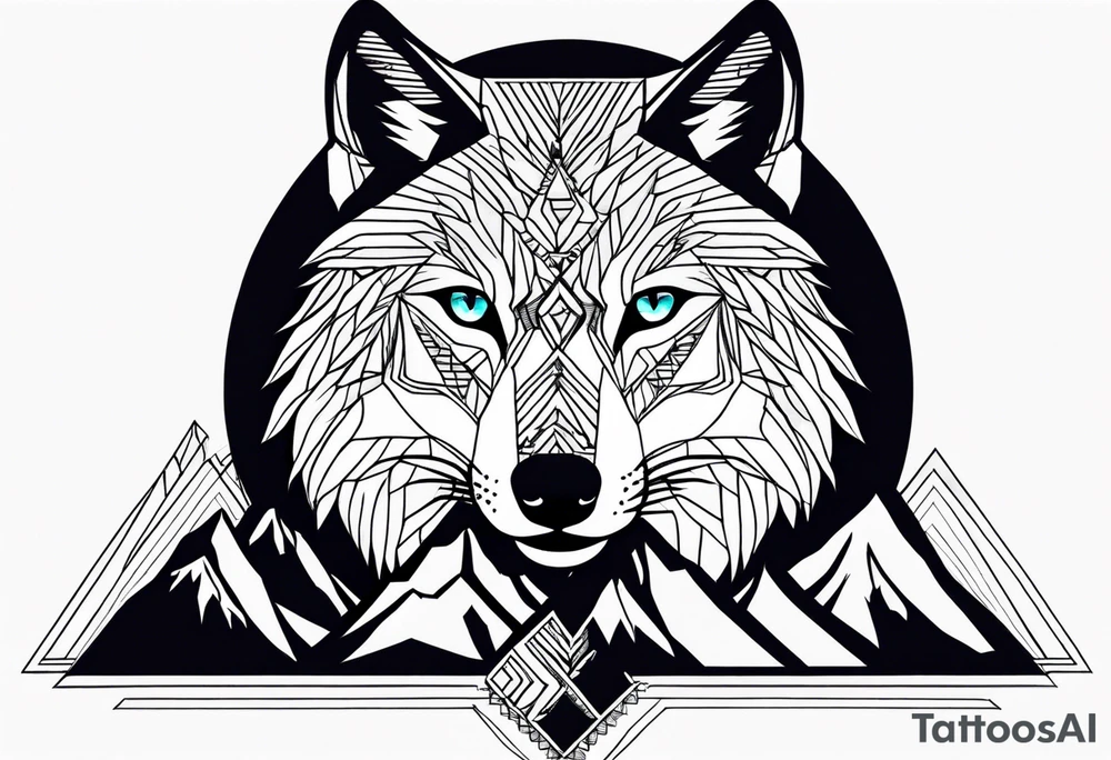 Mountains, wolf eyes underneath tattoo idea