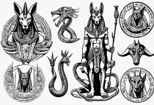 Egyptian god Anubis with snakes tattoo idea