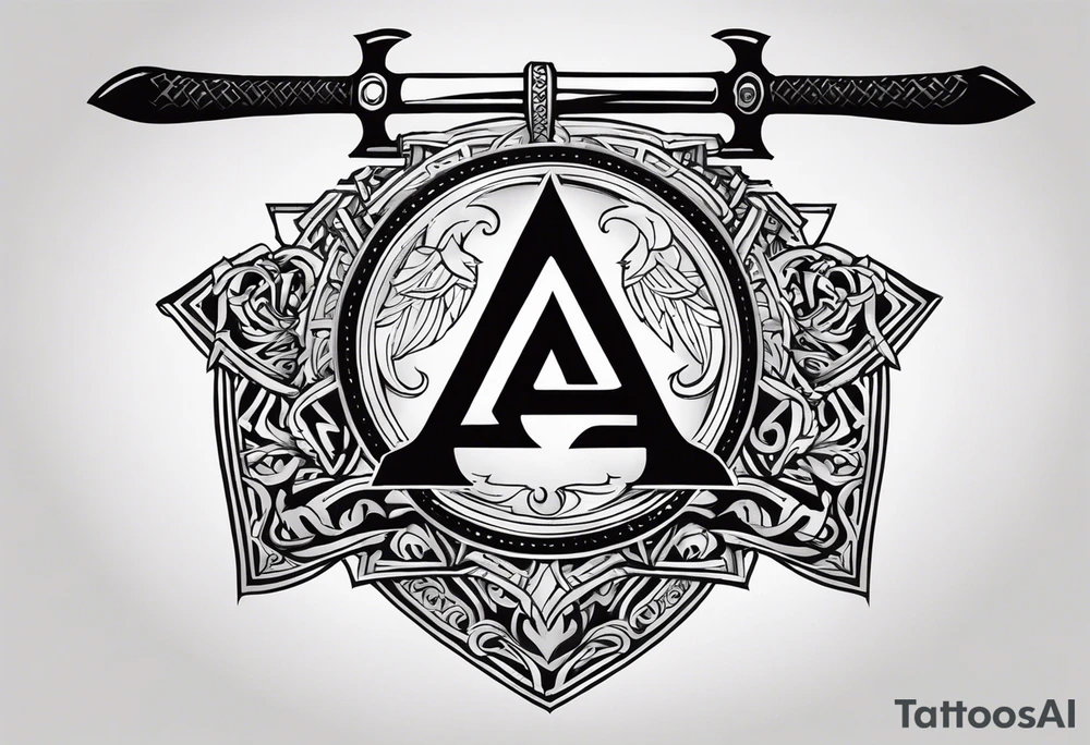 Valhalla shield valknut sword axe tattoo idea