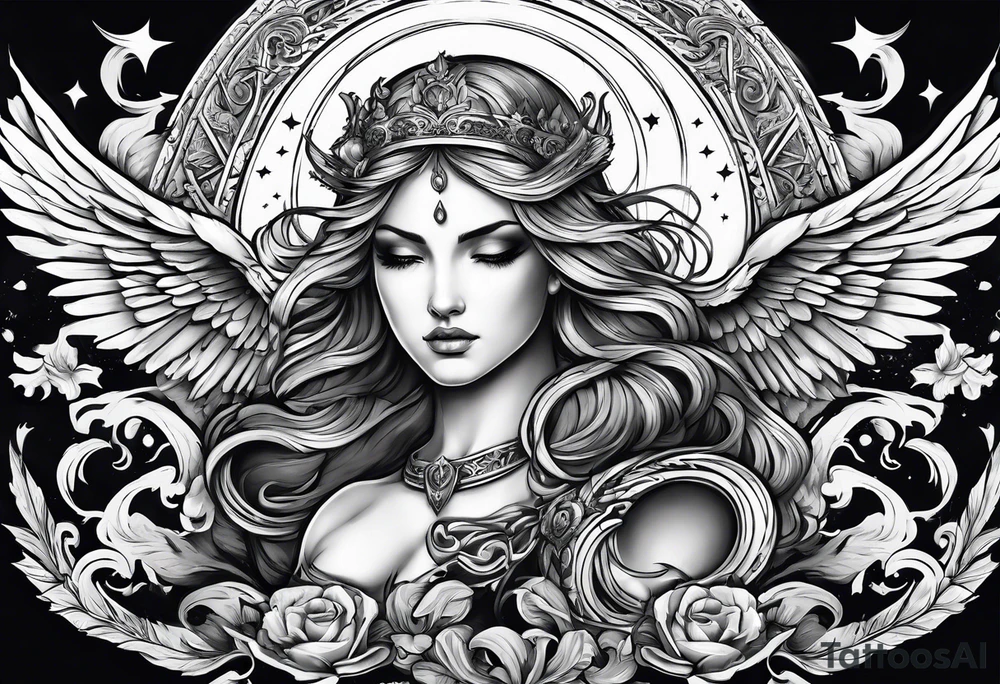 Angelic battle tattoo idea