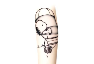 Peanuts snoopy sleeping on hot air balloon tattoo idea